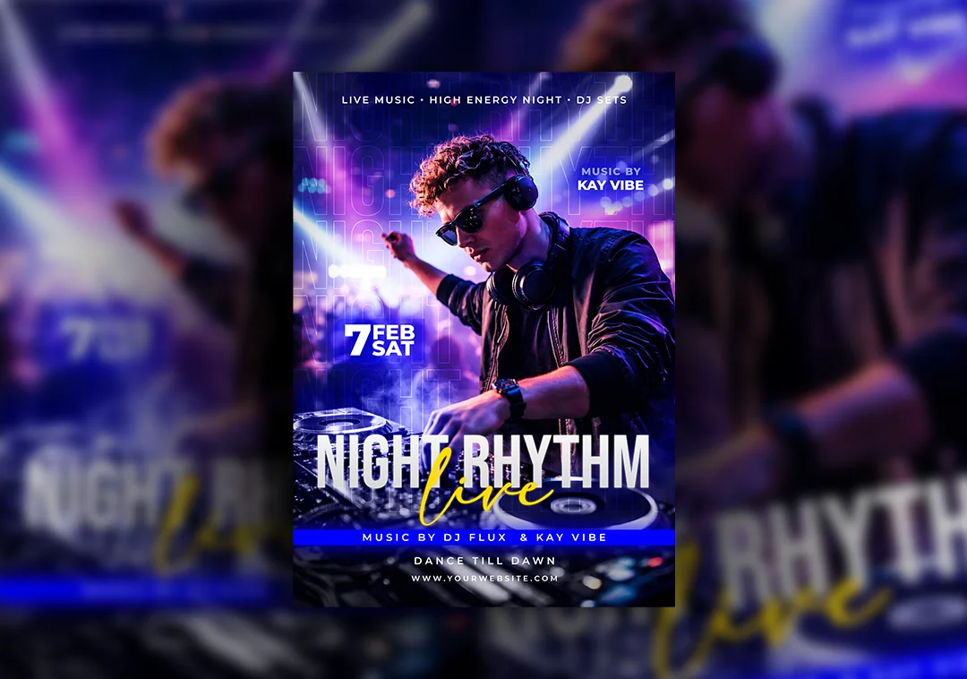 Night Rhythm Live Music Event Flyer Design