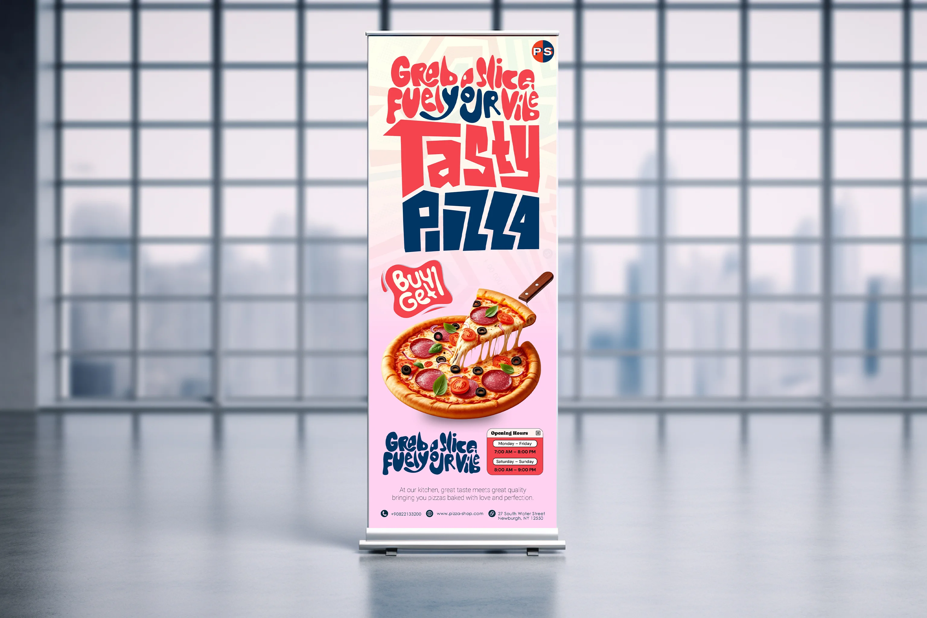 Pizza Promotion Roll-Up Banner Design