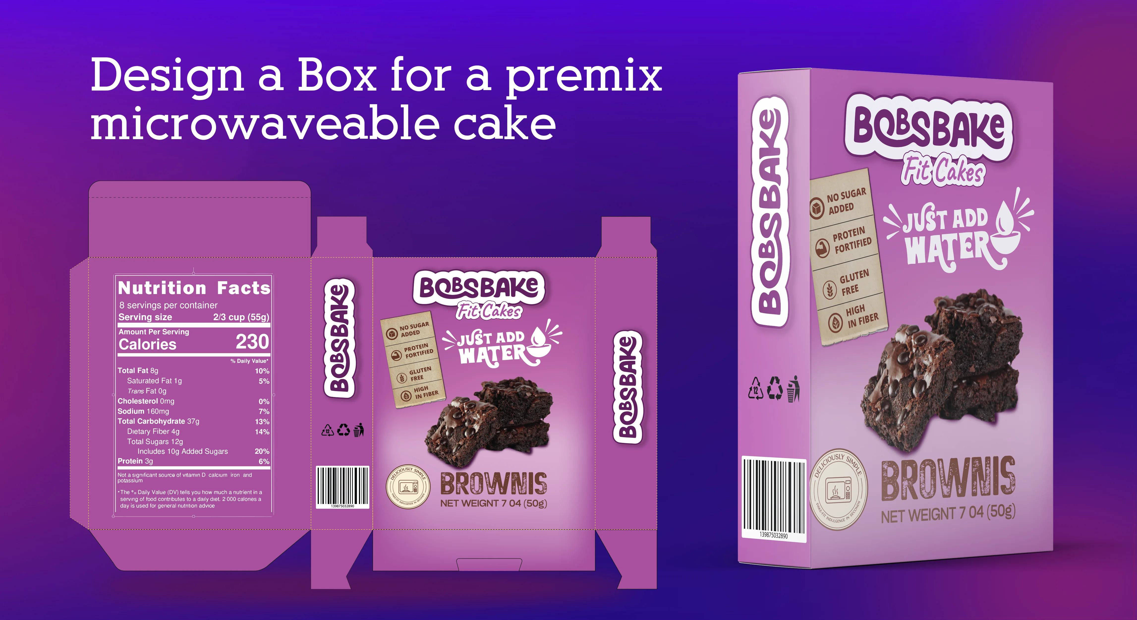 Bob’s Bake Fit Cakes Packaging Box Design