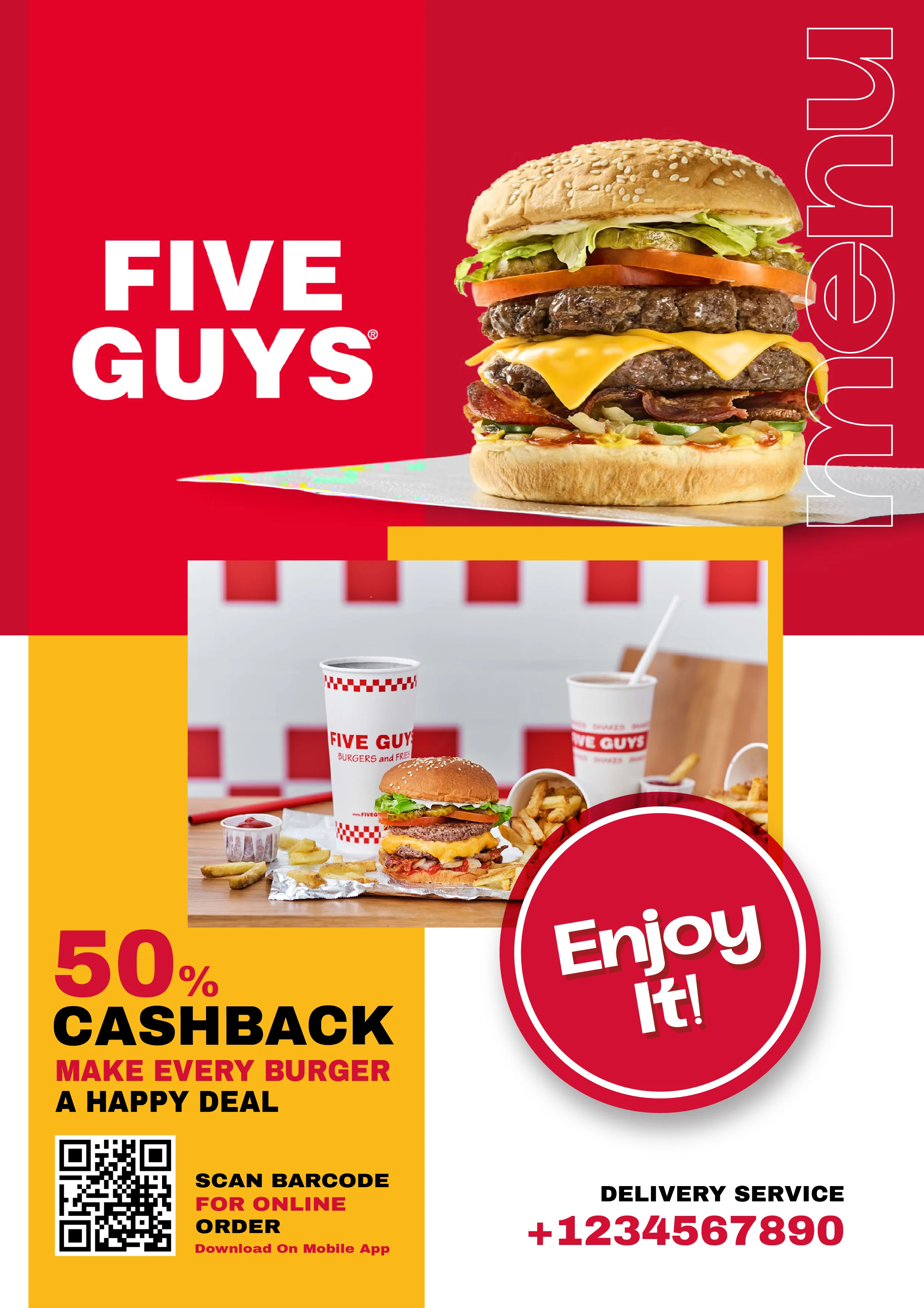 Five Guys Restaurant Menu Design