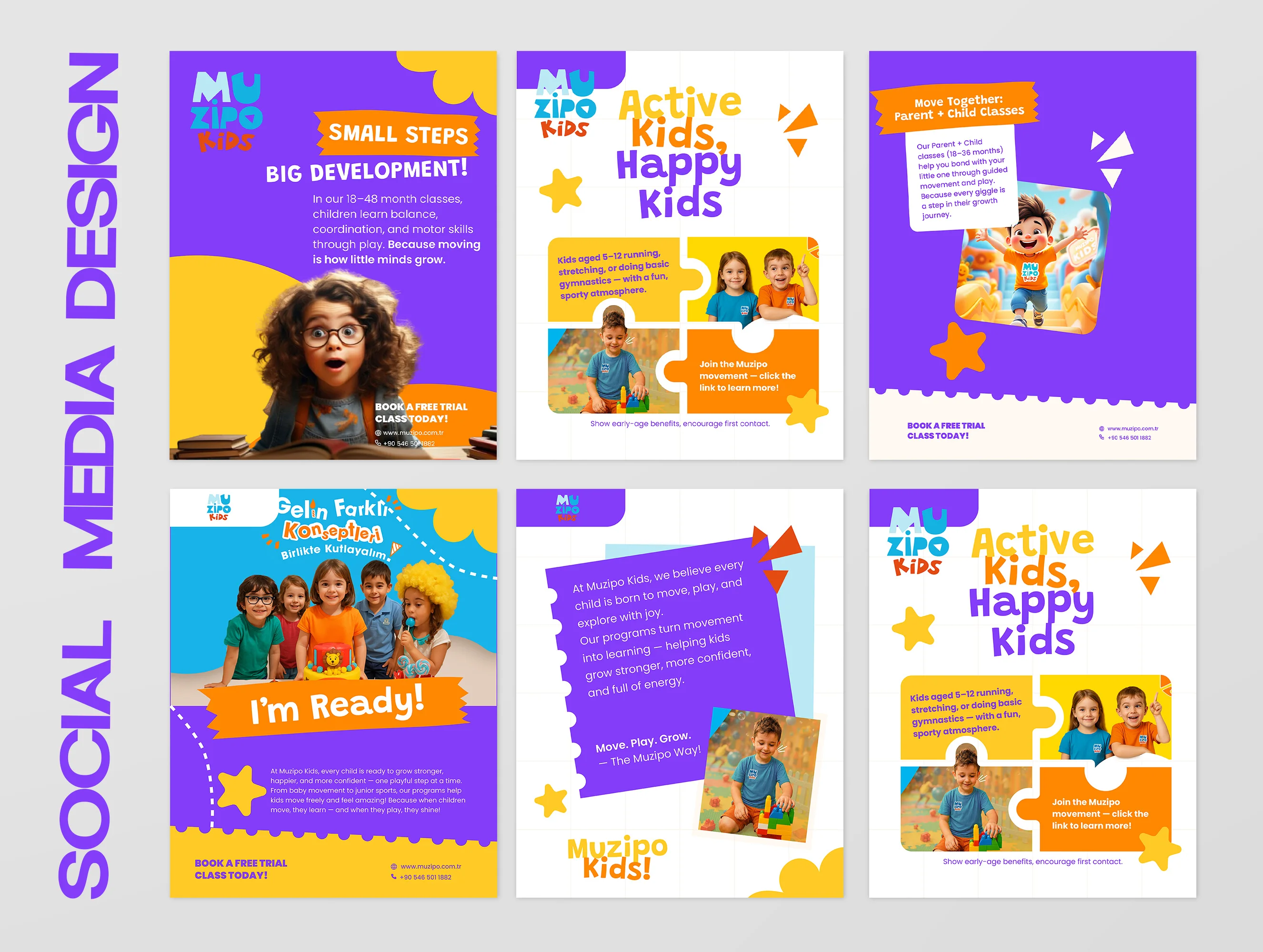 Muzipo Kids Movement Center Social Media Design System