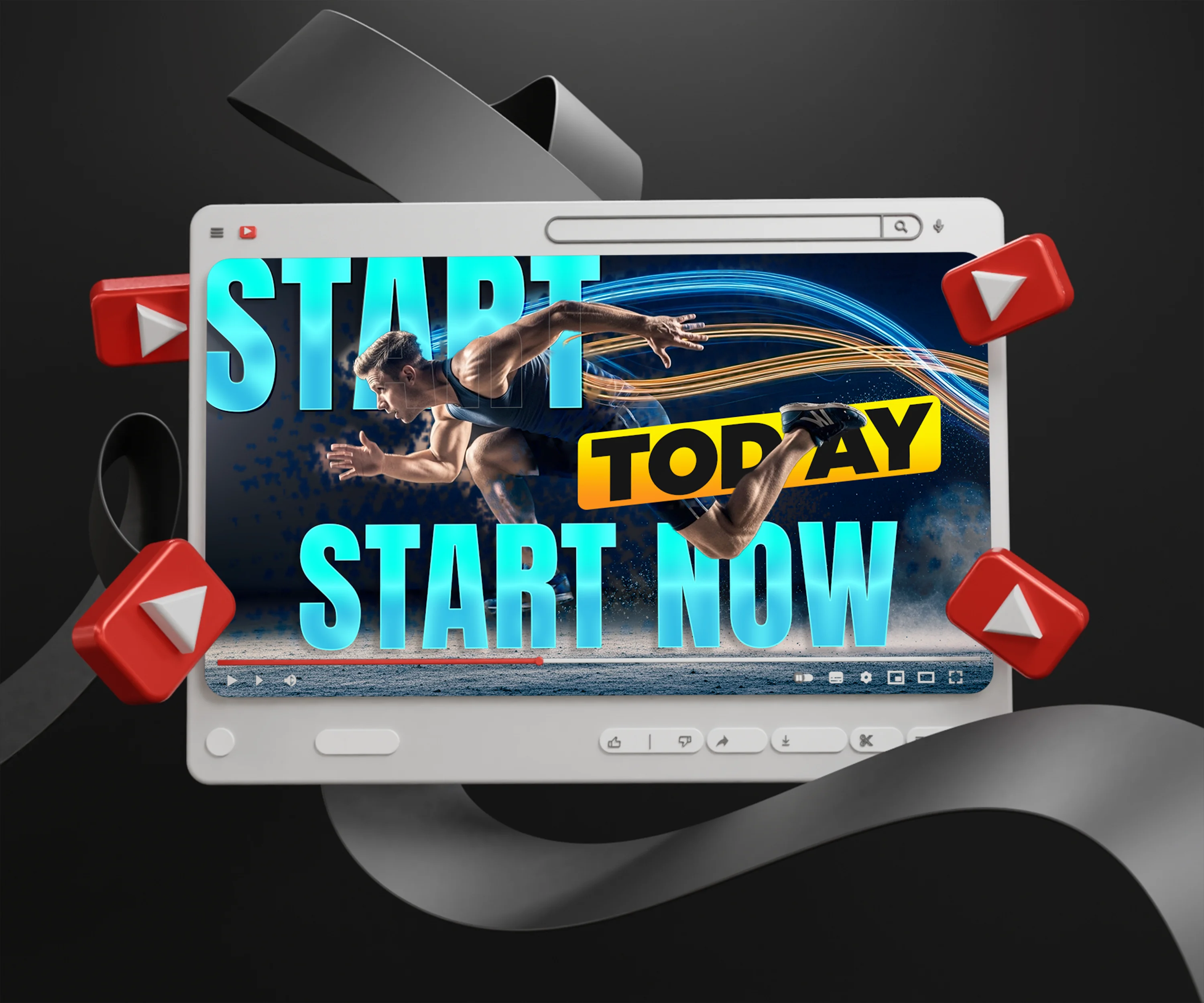 Start Today Start Now Gym Fitness YouTube Thumbnail Design