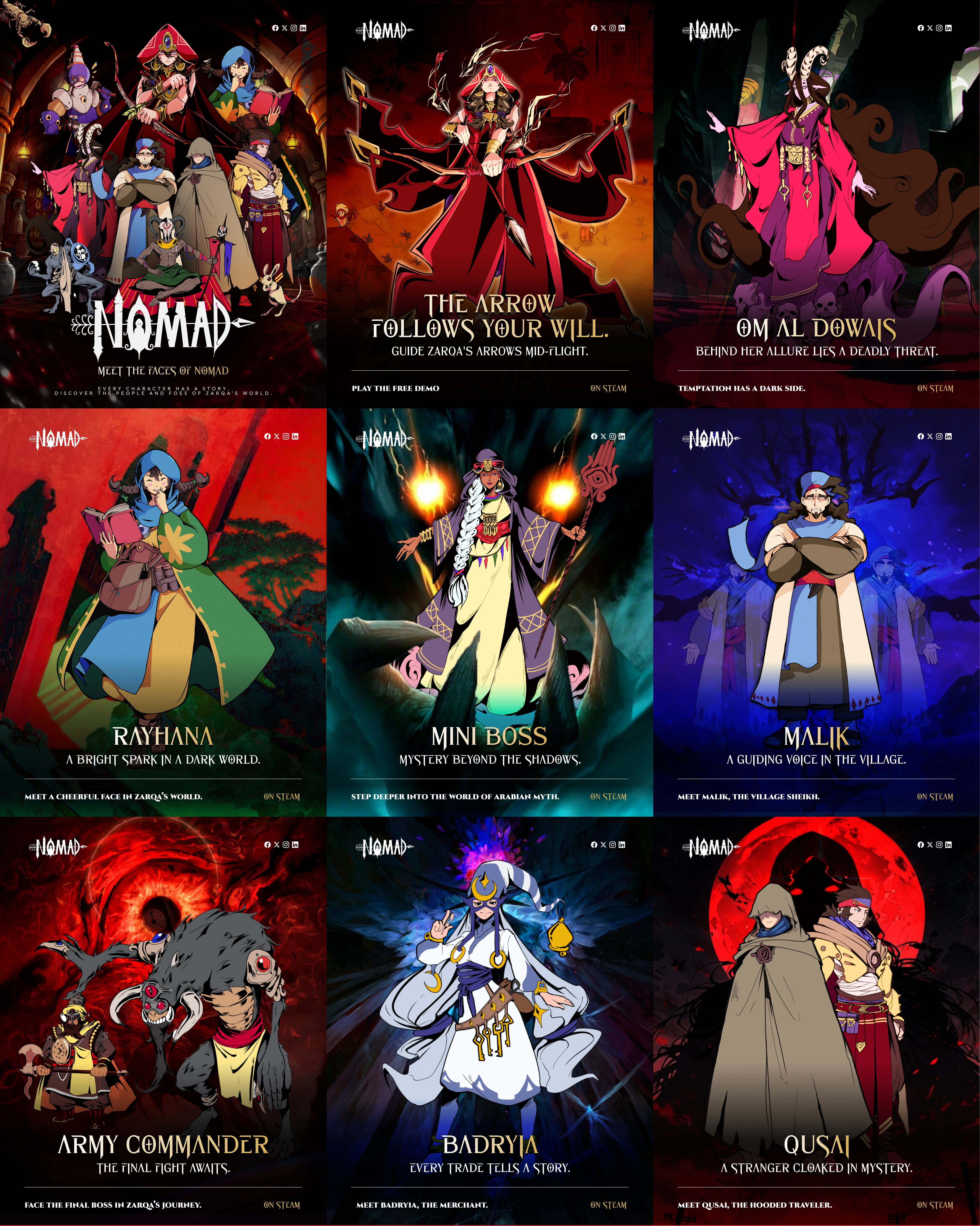 NOMAD – Social Media Marketing Creatives for an Arabian Fantasy Indie Game on Steam